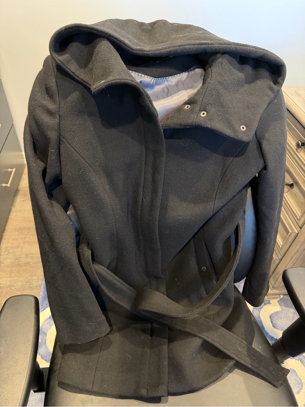 Vero Moda Black Hooded Belted Peacoat
